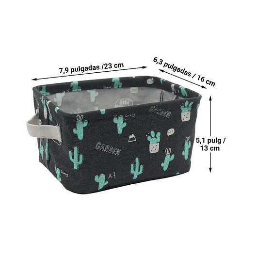 Cestas En Lona Almacenar Decorar Diseño Cactus x4 Unidades  2