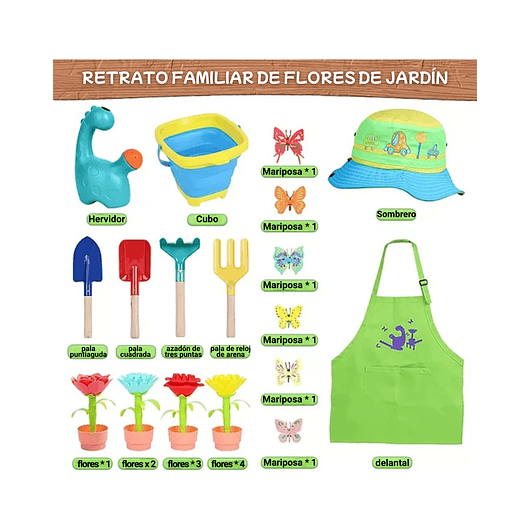 Kit Juego Herramientas de Jardinería para Niños más Bolso 2