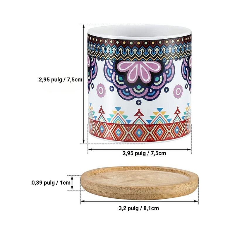 Juego Macetas Cerámica Premium Cactus y Suculentas x4 Unidades 3