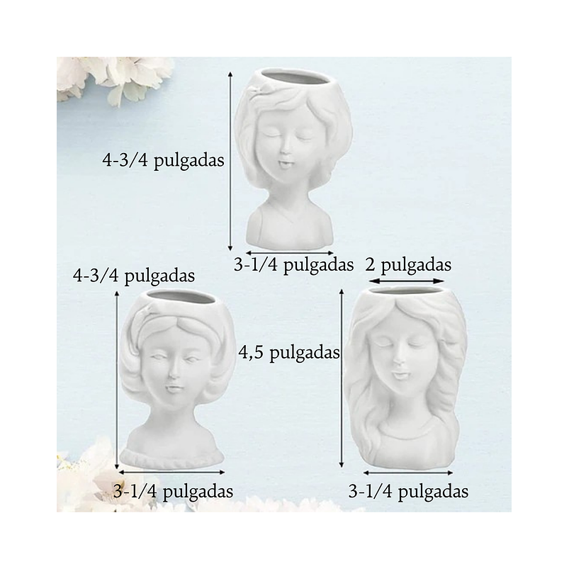 Juego Macetas Cerámica Fina x3 Unidades Cactus y Suculentas 5