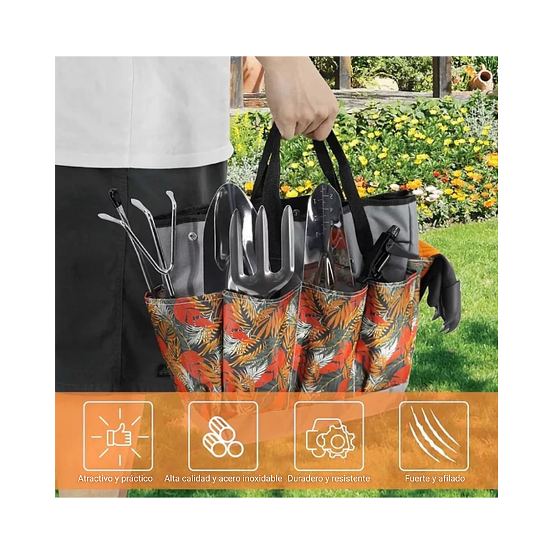 Kit Premium Herramientas Jardín en Acero X10 Piezas más Bolso 6