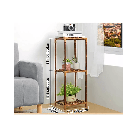 Soporte Macetas en Bambu x3 Niveles 78cm Alto x30cm Ancho 2