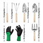 Kit Herramientas Jardín x5 más guantes Acero Inoxidable Mango Madera - Miniatura 4