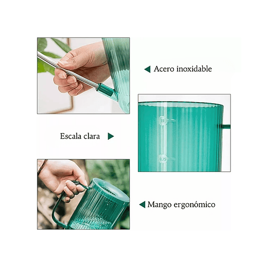 Regadera Plastica Plantas Premium Salida en Acero más Spray x1 litro Mas Botella de Apretar 3