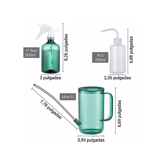 Regadera Plastica Plantas Premium Salida en Acero más Spray x1 litro Mas Botella de Apretar 7