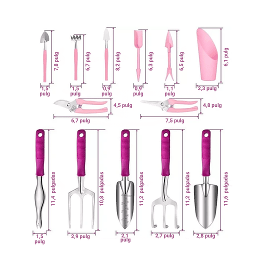 Kit Herramientas Suculentas Cactus x14 Piezas más bolso Premium 6