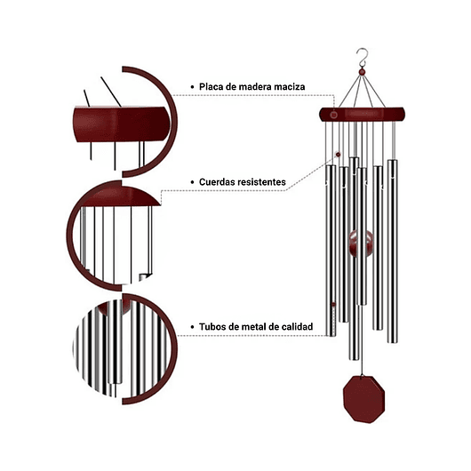 Campana de Viento Decoración de Jardín x6 Tubos en Aluminio 5