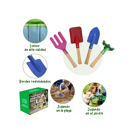Kit Herramientas Jardinería Para Niños x8 Piezas Real Tools 2