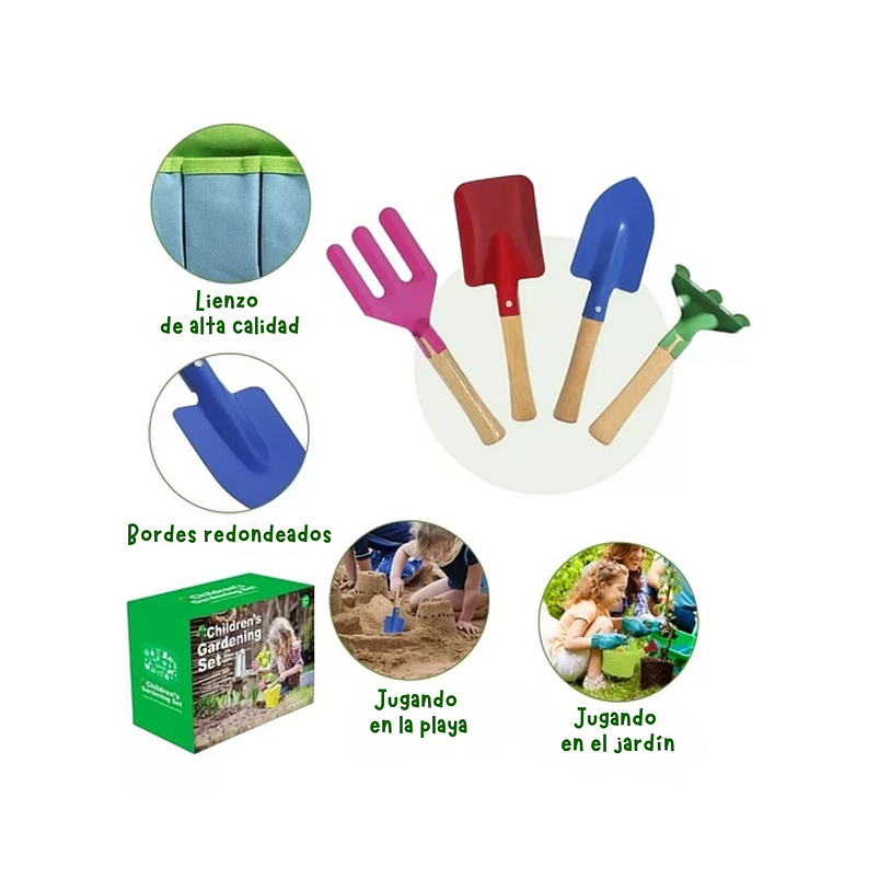 Kit Herramientas Jardinería Para Niños x8 Piezas Real Tools 2