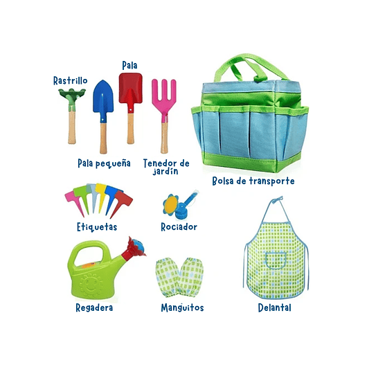 Kit Herramientas Jardinería Para Niños x8 Piezas Real Tools 3