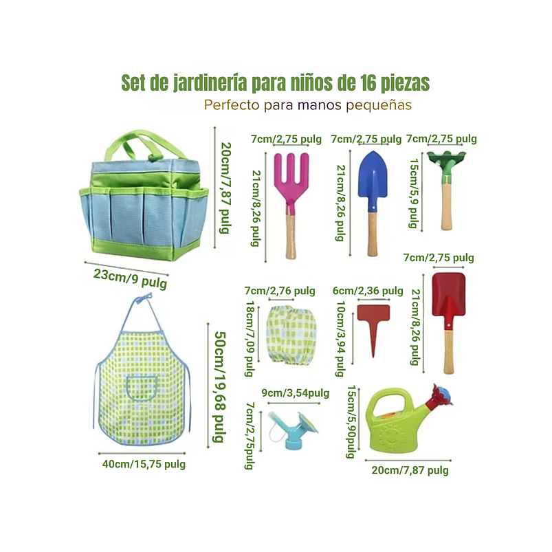 Kit Herramientas Jardinería Para Niños x8 Piezas Real Tools 4