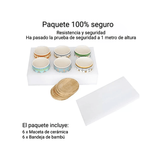 Juego Macetas Cerámica Premium x 6unidades 9cm Alto x8cm Diametro 5