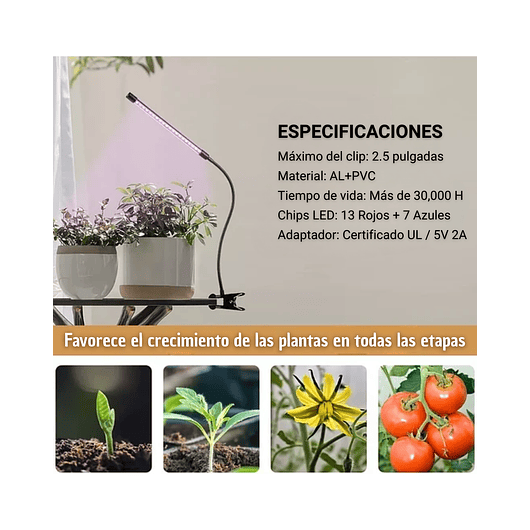 Luz Led Crecimiento Plantas Espectro Completo Clip Oficina  8