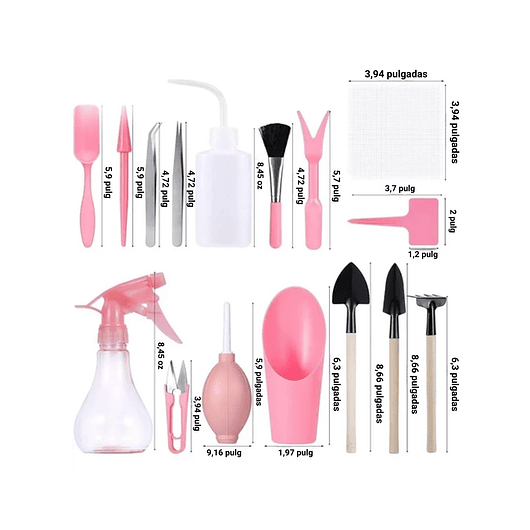 Kit Herramienta Plantas Cactus Suculentax15 Piezas Baby Pink  7