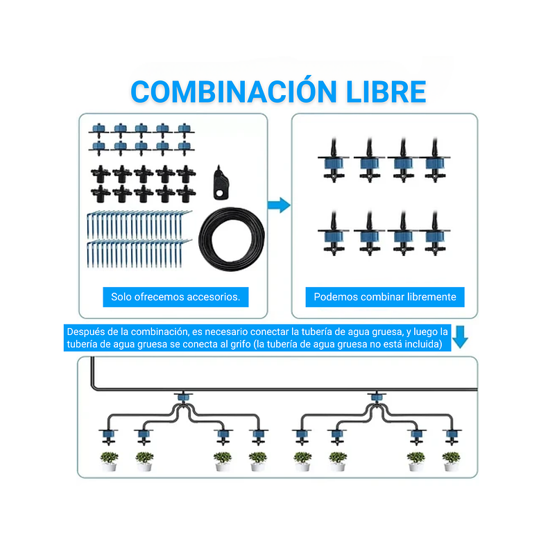 Kit Riego Por Goteo Plantas En Maceta X20mtrs 1/8 - 2