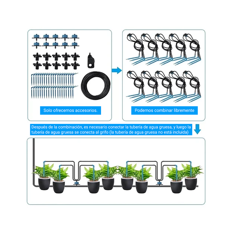 Kit Riego Por Goteo Plantas En Maceta X20mtrs 1/8 - 6