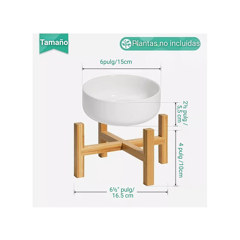 Maceta Cerámica Premium más Soporte Mesa Plantas Suculentas Blanco 3