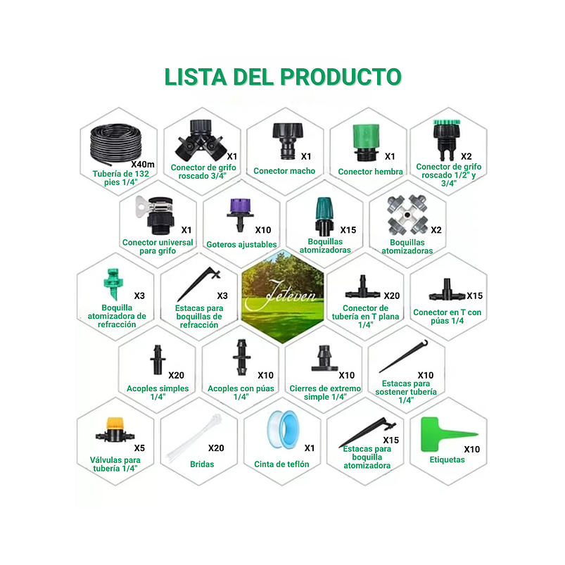 Kit Sistema Riego Jardín Goteo 163piezas-40mtrs- 1/4 -30boq 3