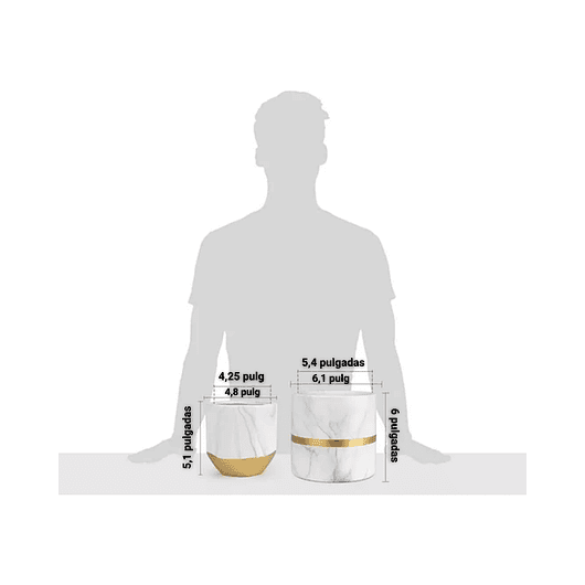 Juego Maceta Cerámica X2unid Diseño Mármol 13 Y 15cm Alto C/ 5