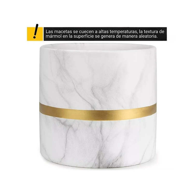 Juego Maceta Cerámica X2unid Diseño Mármol 13 Y 15cm Alto C/ 4