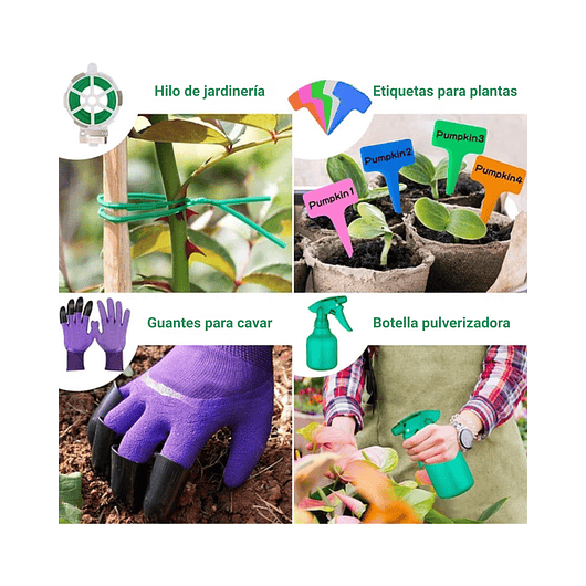 Kit Full Herramientas Jardín Siembra x62 piezas Aluminio más Bolso 5