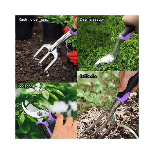 Kit Full Herramientas Jardín Siembra x62 piezas Aluminio más Bolso 7