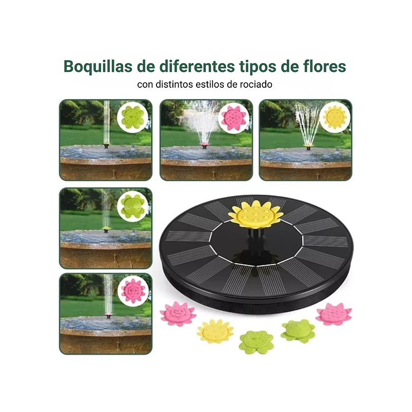 Fuente De Luz Solar Baño De Aves 5 Boquillas Forma Flor 16cm 5