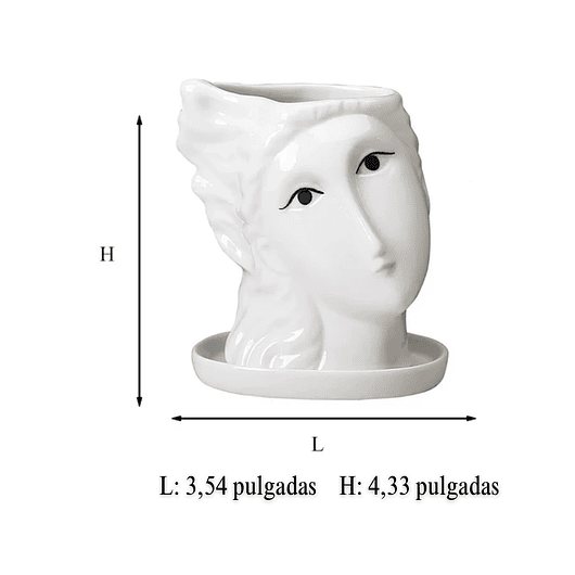 Maceta Ceramica Premium Rostro+plato Suculenta 9cmanx11cm Al Blanco 5