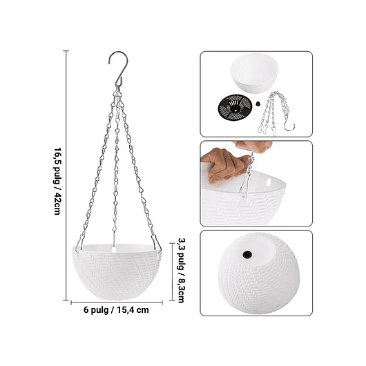 Maceta Plástica Colgante 15cm Diametro Y Sistema Autoriego 3