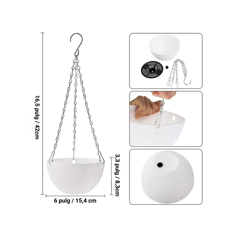 Maceta Plástica Colgante 15cm Diametro Y Sistema Autoriego 3