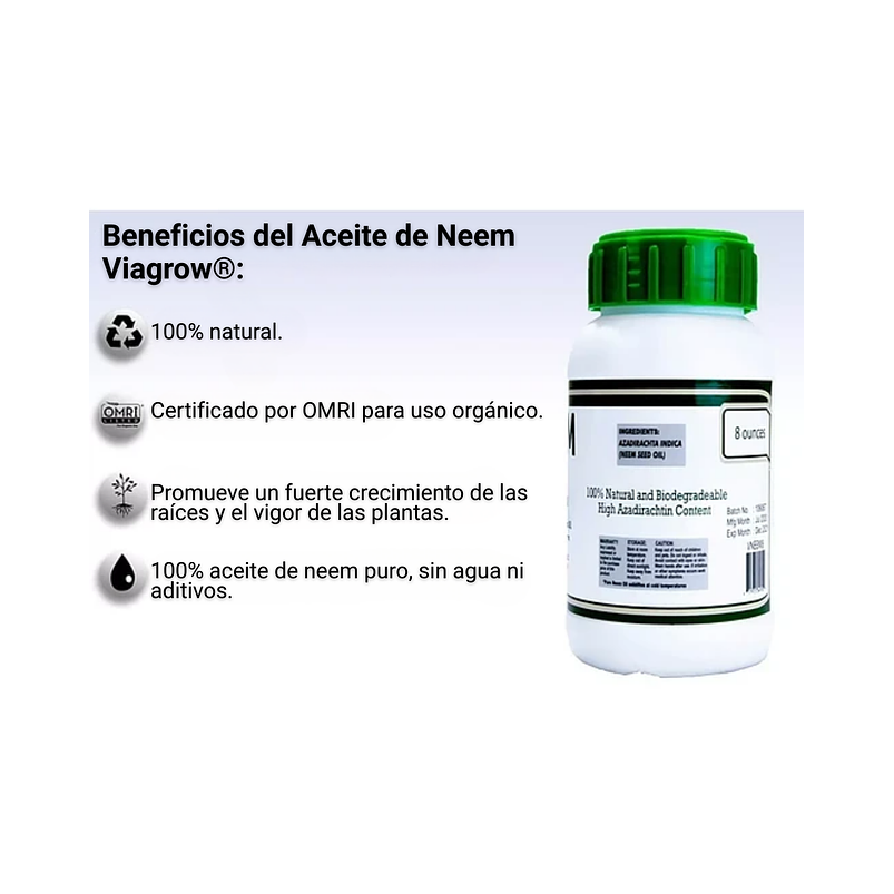 Aceite 100% Semilla Neem Prensado Frío Plantas 8oz (24galon) 5