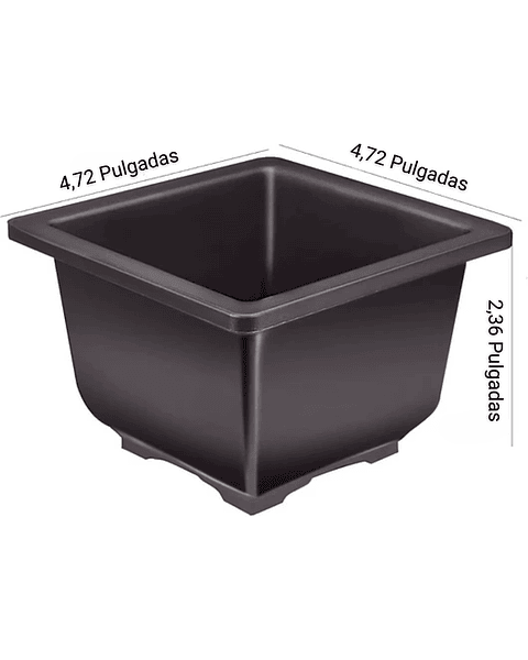 Maceta Plástica Bonsái 12cm Ancho X6cm Alto Cuadrada +plato
