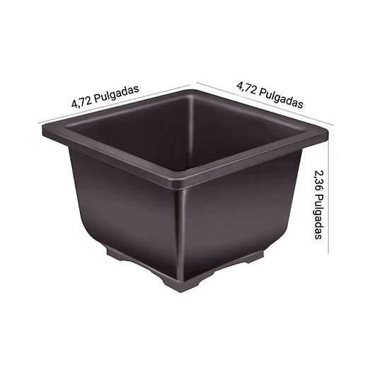 Maceta Plástica Bonsái 12cm Ancho X6cm Alto Cuadrada +plato 2