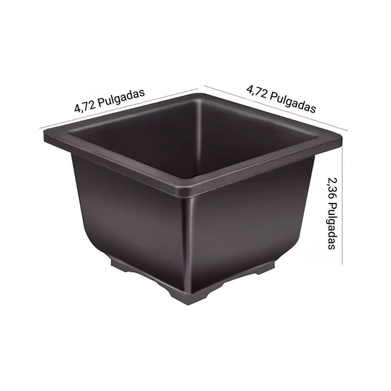 Maceta Plástica Bonsái 12cm Ancho X6cm Alto Cuadrada +plato 2
