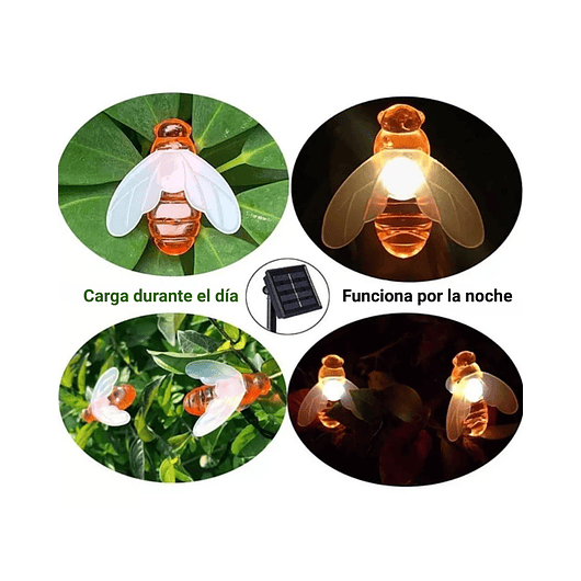 Luces Solar Led Abejas Impermeable Guirnalda Decoración de Jardin 3