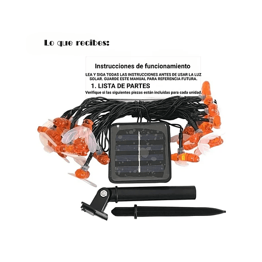 Luces Solar Led Abejas Impermeable Guirnalda Decoración de Jardin 4