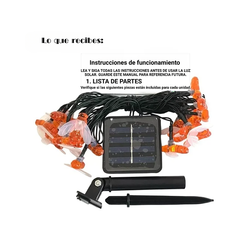 Luces Solar Led Abejas Impermeable Guirnalda Decoración de Jardin 4