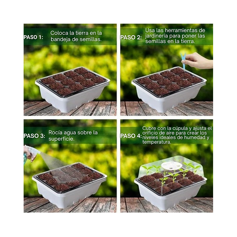 Bandeja De Germinar 12 Celdas,domo,control Temp X5 Unidades 5