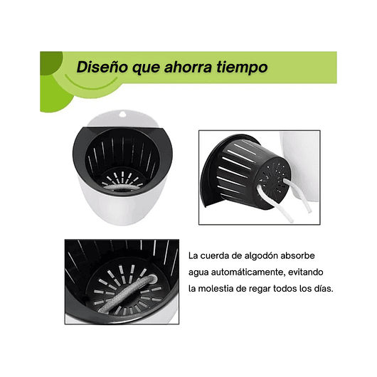 Maceta Plástica Pared Sistema Autoriego Blanca 13cm alto x 11cm 5
