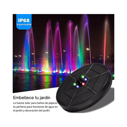 Fuente Luz Solar Led Baño Aves 7 en 1 Boquillas 18cm Diámetro 2