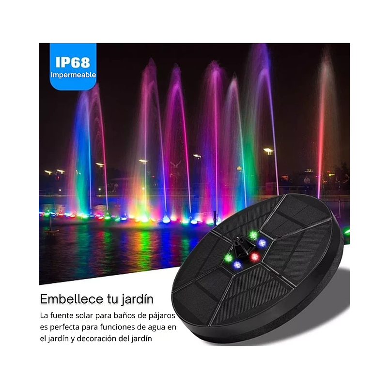 Fuente Luz Solar Led Baño Aves 7 en 1 Boquillas 18cm Diámetro 2
