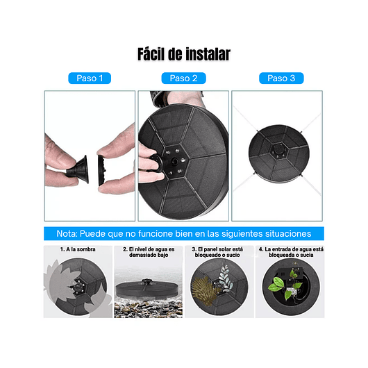 Fuente Luz Solar Led Baño Aves 7 en 1 Boquillas 18cm Diámetro 5