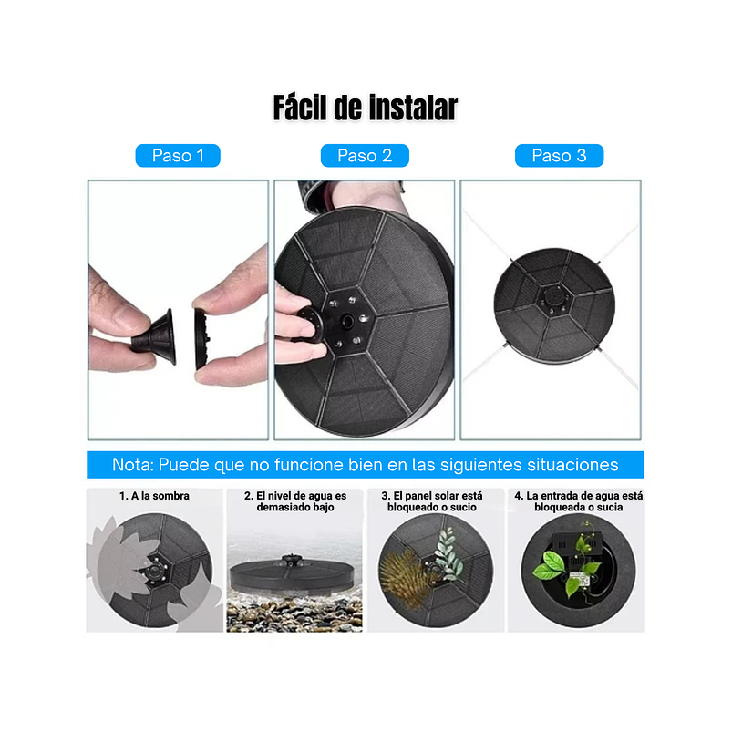 Fuente Luz Solar Led Baño Aves 7 en 1 Boquillas 18cm Diámetro 5