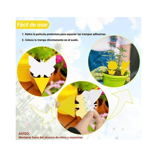 Trampa Para Plantas Adhesiva Plagas Voladores E Insectos x25 unidades 8