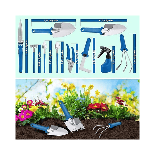 Kit Herramientas Jardinería X13 Piezas En Acero + Estuche 2