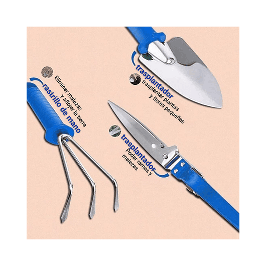 Kit Herramientas Jardinería X13 Piezas En Acero + Estuche 8