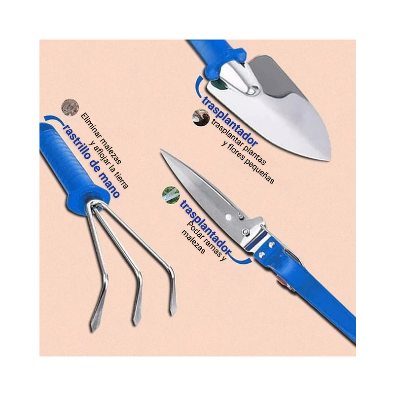 Kit Herramientas Jardinería X13 Piezas En Acero + Estuche 8