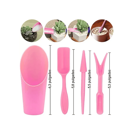 Kit Herramientas Jardín Cactus Y Suculentas Rosa X17 Piezas 2