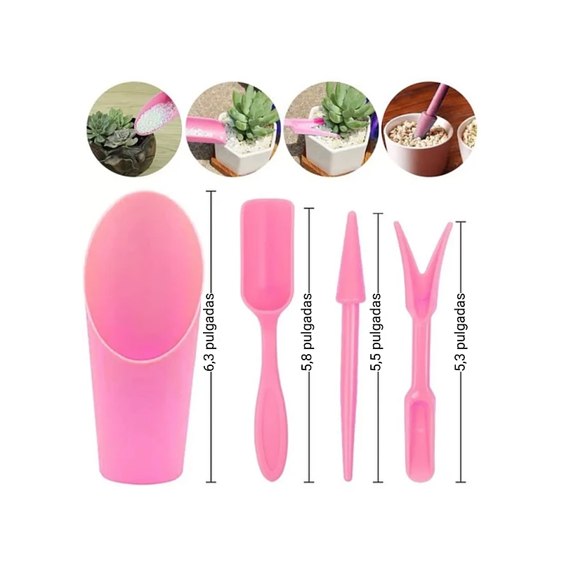 Kit Herramientas Jardín Cactus Y Suculentas Rosa X17 Piezas 2