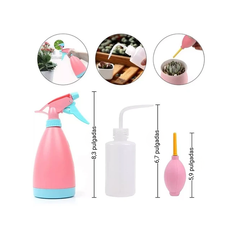 Kit Herramientas Jardín Cactus Y Suculentas Rosa X17 Piezas 3